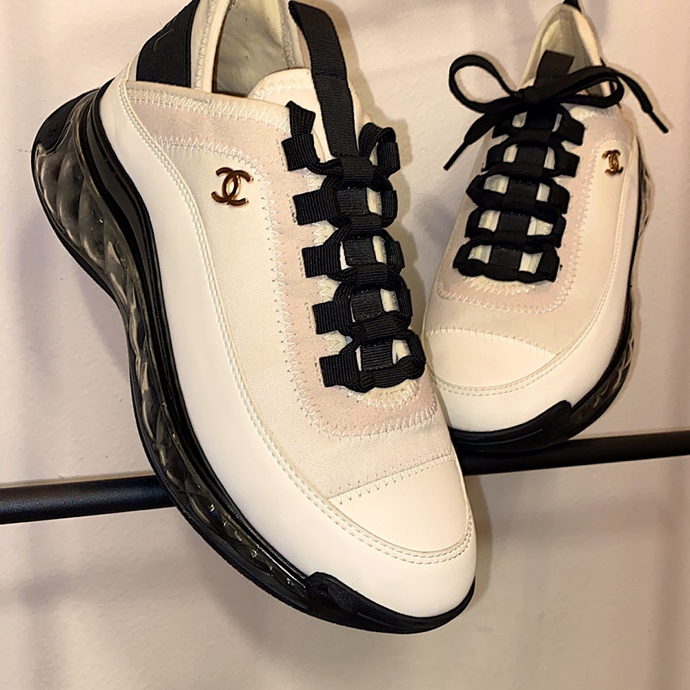 - CHANEL 23C Sport Trainer - Clear Bottom •Calfskin • Mixed Fibers• Velvet